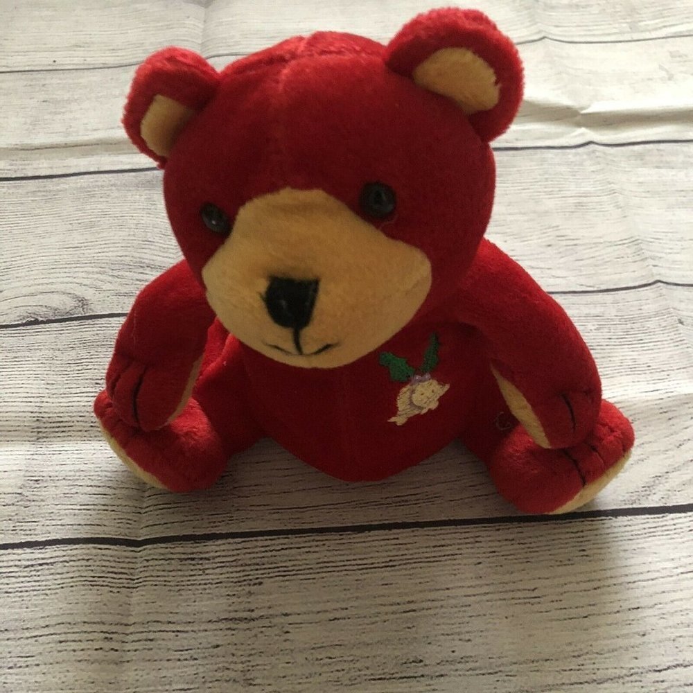 Glory Be Bear Bean Bag‎ Plush Stuffed Animal Red Embroidered Bells Bee 1999 7"